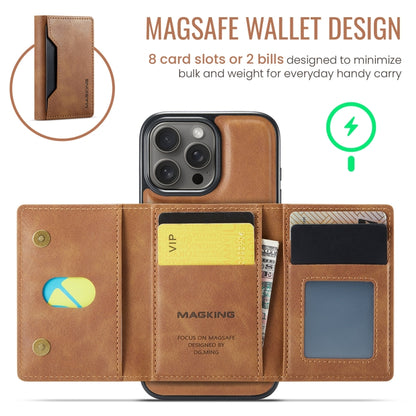 For iPhone 16 Pro Max DG.MING MAGKING-K2 Series MagSafe RFID Card Bag Detachable Phone Case(Brown) - iPhone 16 Pro Max Cases by DG.MING | Online Shopping UK | buy2fix