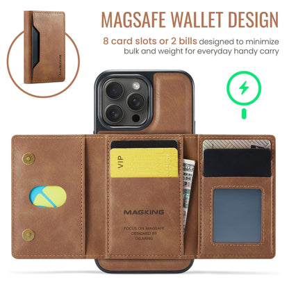 For iPhone 14 Pro DG.MING MAGKING-K2 Series MagSafe RFID Card Bag Detachable Phone Case(Brown) - iPhone 14 Pro Cases by DG.MING | Online Shopping UK | buy2fix