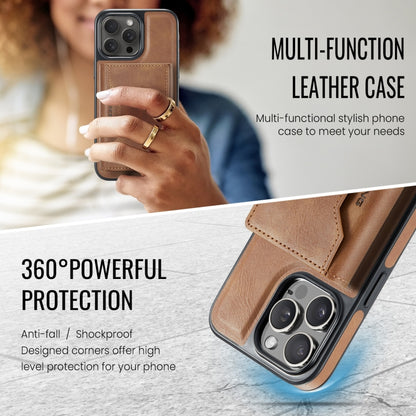 For iPhone 14 Pro DG.MING MAGKING-K2 Series MagSafe RFID Card Bag Detachable Phone Case(Brown) - iPhone 14 Pro Cases by DG.MING | Online Shopping UK | buy2fix