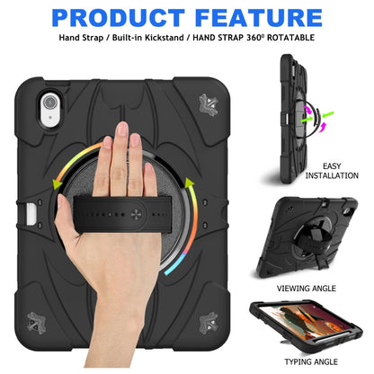 For iPad 10th Gen 10.9 2022 Bat Hand Grip Turntable Stand Tablet Case(Black) - iPad 10th Gen 10.9 Cases by buy2fix | Online Shopping UK | buy2fix