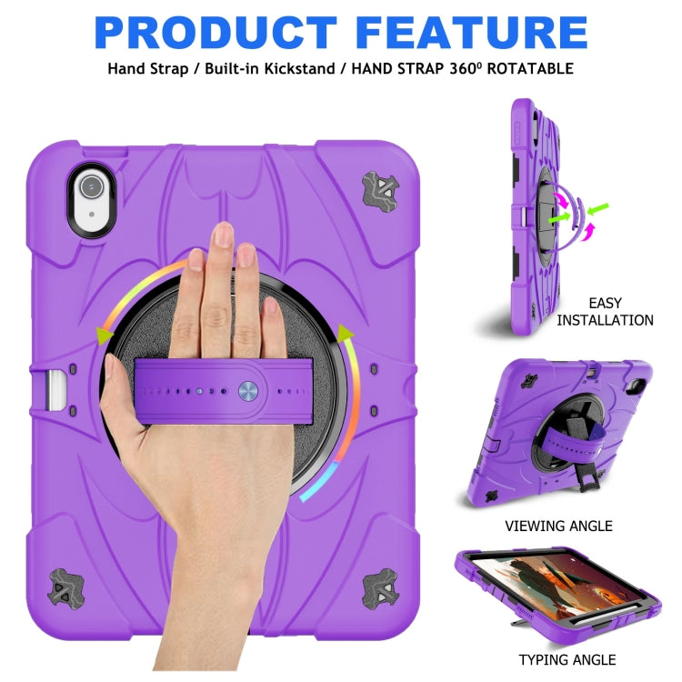 For iPad 10th Gen 10.9 2022 Bat Hand Grip Turntable Stand Tablet Case(Purple Black) - iPad 10th Gen 10.9 Cases by buy2fix | Online Shopping UK | buy2fix