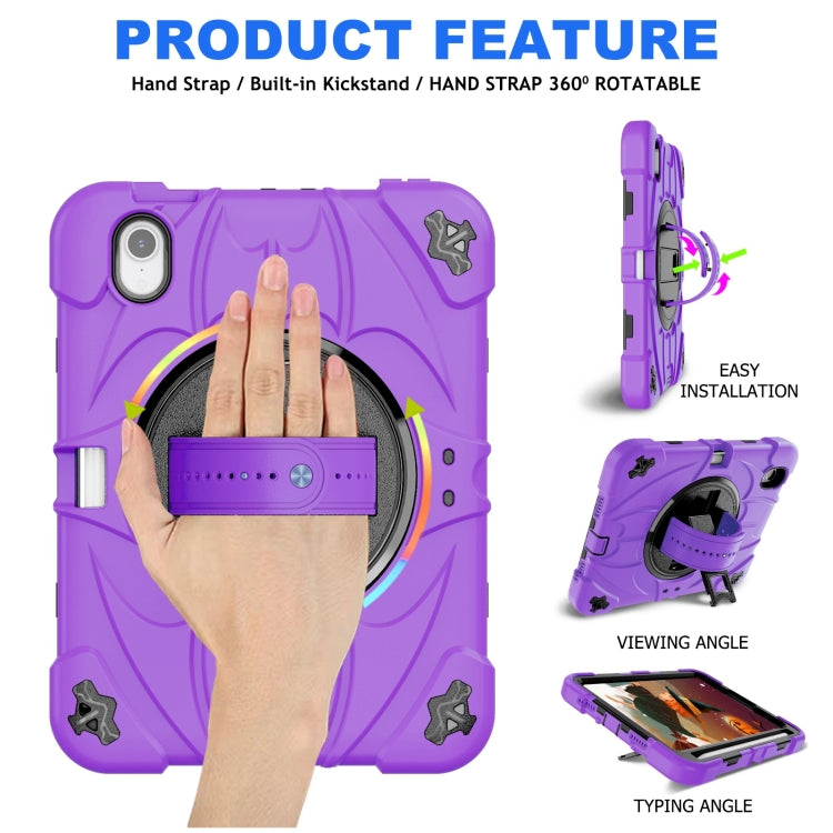 For iPad mini 6 Bat Hand Grip Turntable Stand Tablet Case(Purple Black) - iPad mini 6 Cases by buy2fix | Online Shopping UK | buy2fix