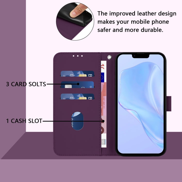 For iPhone 16 Pro Max Skin Feel Solid Color Leather Phone Case with Lanyard(Violet) - iPhone 16 Pro Max Cases by buy2fix | Online Shopping UK | buy2fix