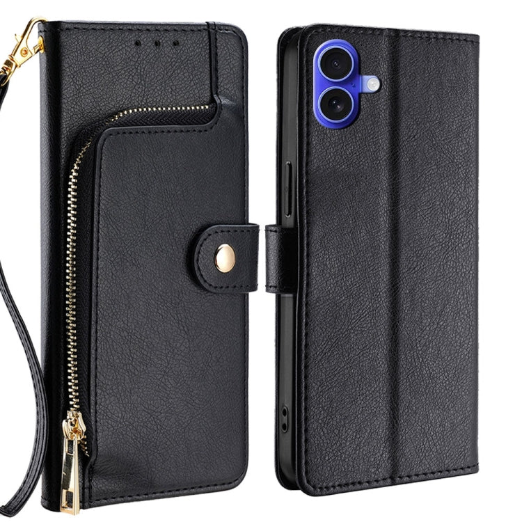 For iPhone 16 Zipper Bag Leather Phone Case(Black) - iPhone 16 Cases by buy2fix | Online Shopping UK | buy2fix