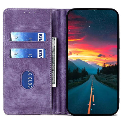 For iPhone 16 Pro RFID Anti-theft Brush Magnetic Leather Phone Case(Purple) - iPhone 16 Pro Cases by buy2fix | Online Shopping UK | buy2fix