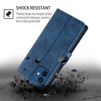 For iPhone 16 Plus Skin Feel Crocodile Magnetic Clasp Leather Phone Case(Blue) - iPhone 16 Plus Cases by buy2fix | Online Shopping UK | buy2fix