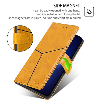 For iPhone 16 Pro Geometric Stitching Leather Phone Case(Yellow) - iPhone 16 Pro Cases by buy2fix | Online Shopping UK | buy2fix