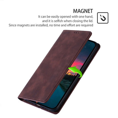 For iPhone 16 Skin Feel Magnetic Leather Phone Case(Dark Brown) - iPhone 16 Cases by buy2fix | Online Shopping UK | buy2fix