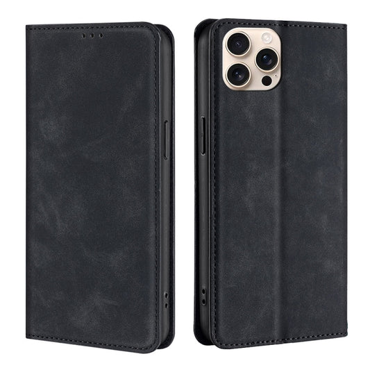 For iPhone 16 Pro Skin Feel Magnetic Leather Phone Case(Black) - iPhone 16 Pro Cases by buy2fix | Online Shopping UK | buy2fix