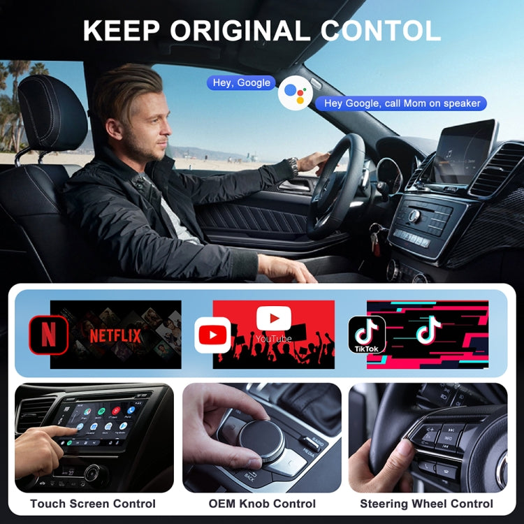 USB Interface Wired to Wireless CarPlay Auto Adapter for Android, Specification:Square(White) - Bluetooth Adapters by buy2fix | Online Shopping UK | buy2fix