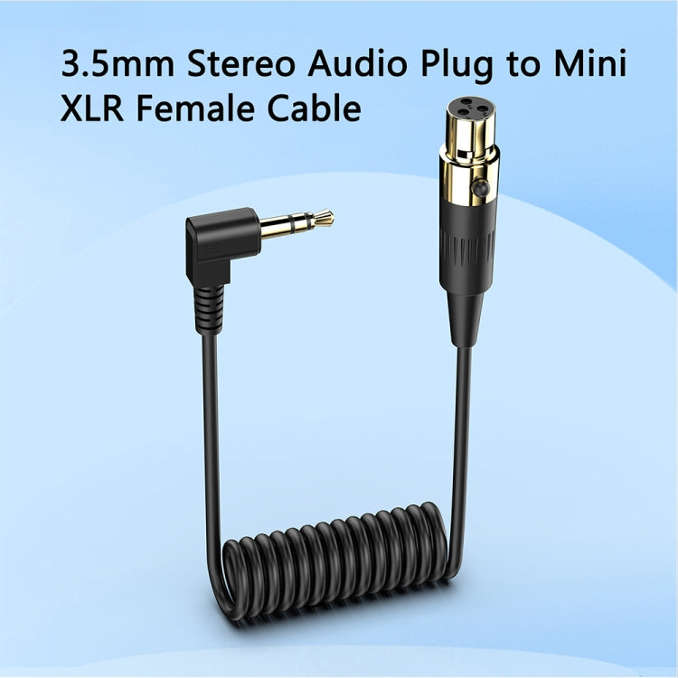 Mini 3 Pin XLR Female to 3.5mm TRS PC Camera Microphone Coiled Stereo Audio Adapter Cable, Length: 0.5m(Black) - Microphone Audio Cable & Connector by buy2fix | Online Shopping UK | buy2fix