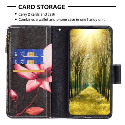 For Samsung Galaxy S25+ 5G Colored Drawing Pattern Zipper Leather Phone Case(Lotus) - Galaxy S25+ 5G Cases by buy2fix | Online Shopping UK | buy2fix