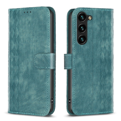 For Samsung Galaxy S25 5G Plaid Embossed Leather Phone Case(Green) - Galaxy S25 5G Cases by buy2fix | Online Shopping UK | buy2fix