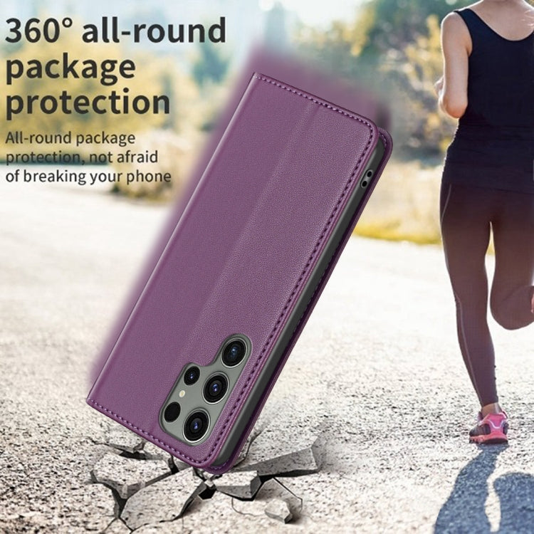 For Samsung Galaxy S25 Ultra 5G Magnetic Leather Phone Case(Dark Purple) - Galaxy S25 Ultra 5G Cases by buy2fix | Online Shopping UK | buy2fix