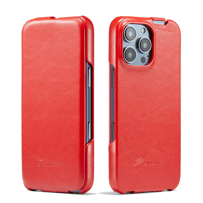 For iPhone 16 Pro Fierre Shann 64 Texture Vertical Flip PU Leather Phone Case(Red) - iPhone 16 Pro Cases by FIERRE SHANN | Online Shopping UK | buy2fix