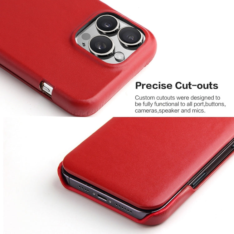 For iPhone 16 Pro Fierre Shann Top Layer Cowhide Business Magnetic Leather Phone Case(Red) - iPhone 16 Pro Cases by FIERRE SHANN | Online Shopping UK | buy2fix