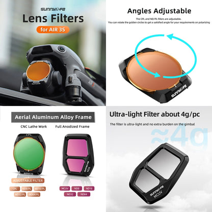 For DJI Air 3S Sunnylife Camera Lens Filter, Filter:3 in 1 CPL ND8 ND16 -  by Sunnylife | Online Shopping UK | buy2fix