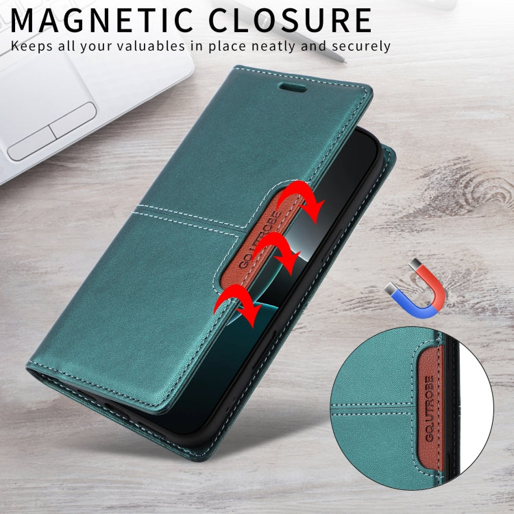 For iPhone 16 GQUTROBE G01 RFID Anti-theft Leather Phone Case(Green) - iPhone 16 Cases by GQUTROBE | Online Shopping UK | buy2fix