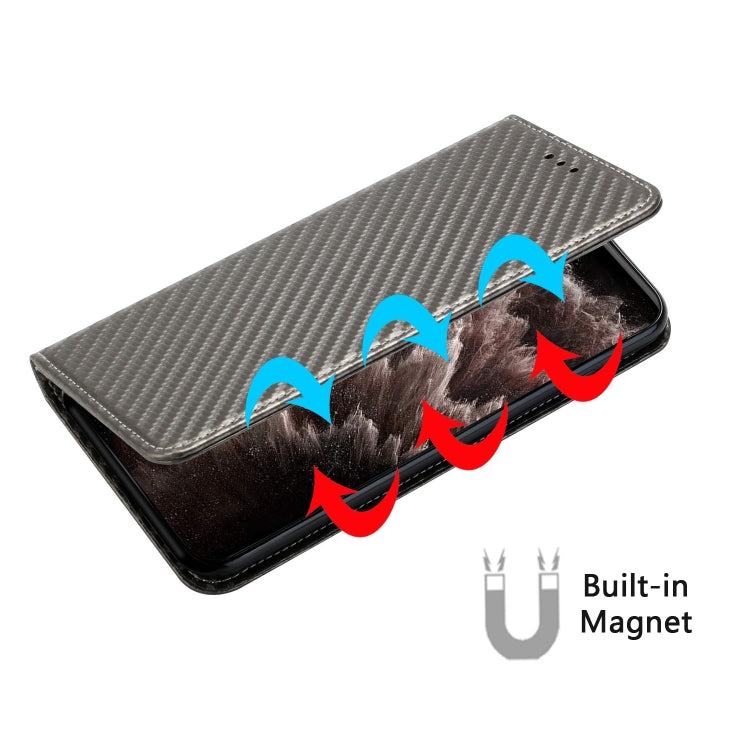 For Samsung Galaxy S25+ 5G Carbon Fiber Texture Magnetic Flip Leather Phone Case(Grey) - Galaxy S25+ 5G Cases by buy2fix | Online Shopping UK | buy2fix