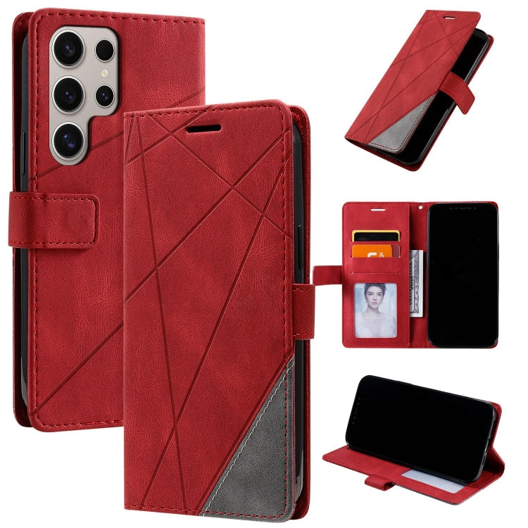 For Samsung Galaxy S25 Ultra 5G Skin Feel Splicing Leather Phone Case(Red) - Galaxy S25 Ultra 5G Cases by buy2fix | Online Shopping UK | buy2fix