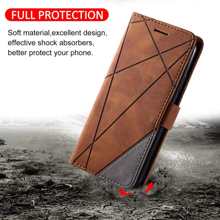 For Samsung Galaxy S25 Ultra 5G Skin Feel Splicing Leather Phone Case(Brown) - Galaxy S25 Ultra 5G Cases by buy2fix | Online Shopping UK | buy2fix