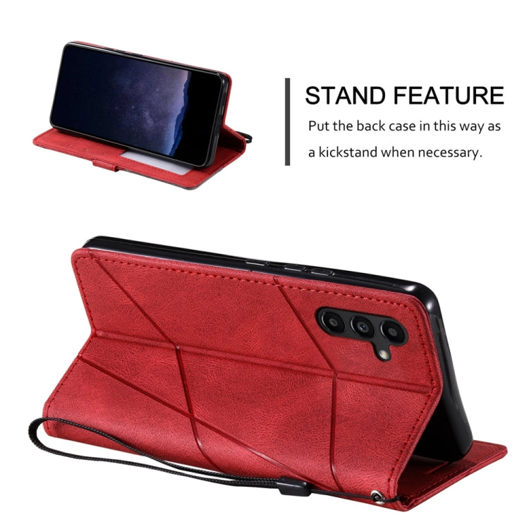 For Samsung Galaxy S25+ 5G Skin Feel Splicing Leather Phone Case(Red) - Galaxy S25+ 5G Cases by buy2fix | Online Shopping UK | buy2fix