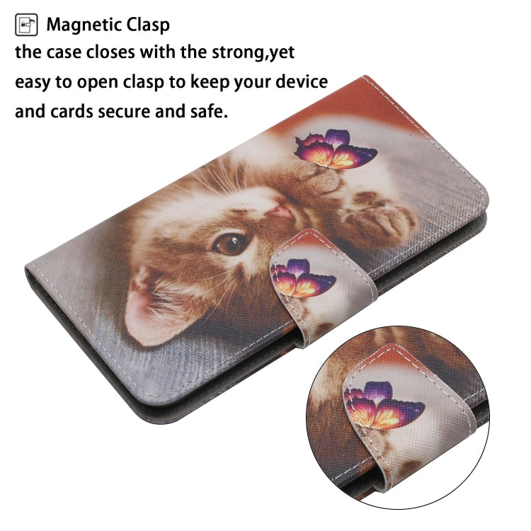 For Samsung Galaxy S25+ 5G Colored Drawing Pattern Leather Phone Case(Butterfly Cat) - Galaxy S25+ 5G Cases by buy2fix | Online Shopping UK | buy2fix