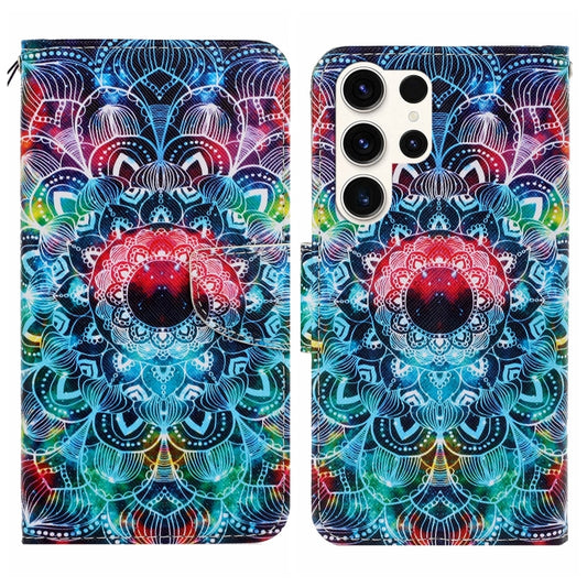 For Samsung Galaxy S25 Ultra 5G Colored Drawing Pattern Leather Phone Case(Mandala) - Galaxy S25 Ultra 5G Cases by buy2fix | Online Shopping UK | buy2fix