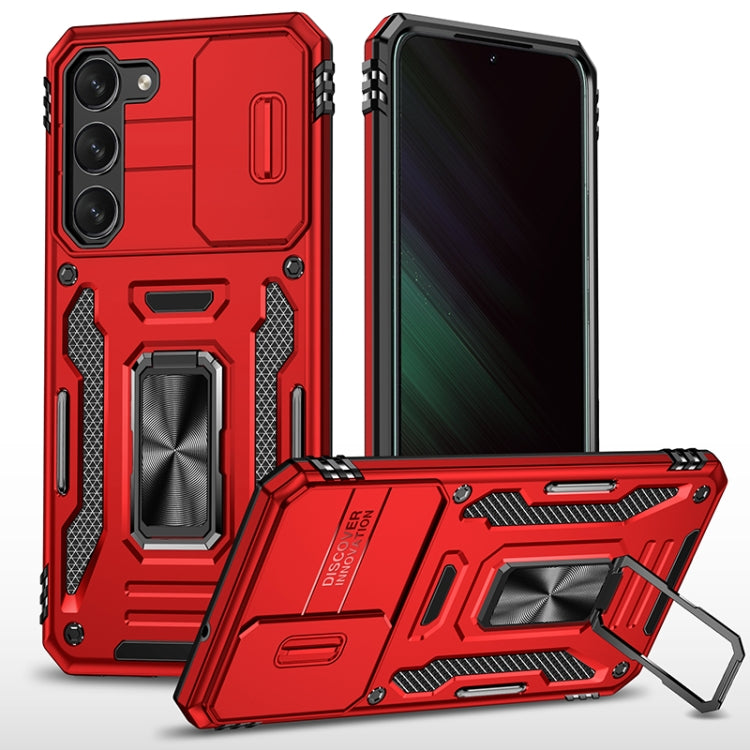 For Samsung Galaxy S25+ 5G Armor PC Hybrid TPU Camera Shield Phone Case(Red) - Galaxy S25+ 5G Cases by buy2fix | Online Shopping UK | buy2fix