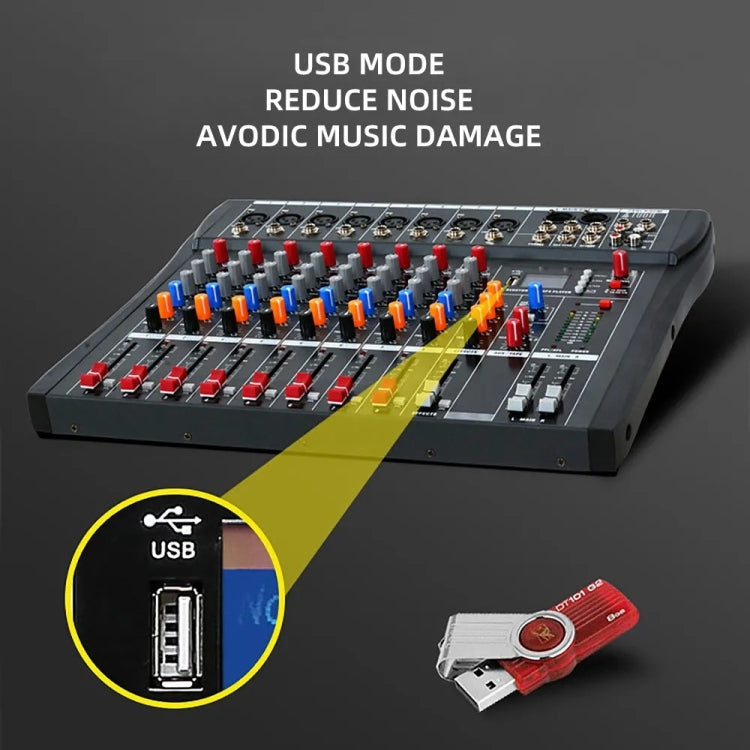 XTUGA CT80X 8-Channels Audio Mixer DJ Mixing Console with 48V Power Supply(US Plug) - Live Sound Effects Processors by XTUGA | Online Shopping UK | buy2fix