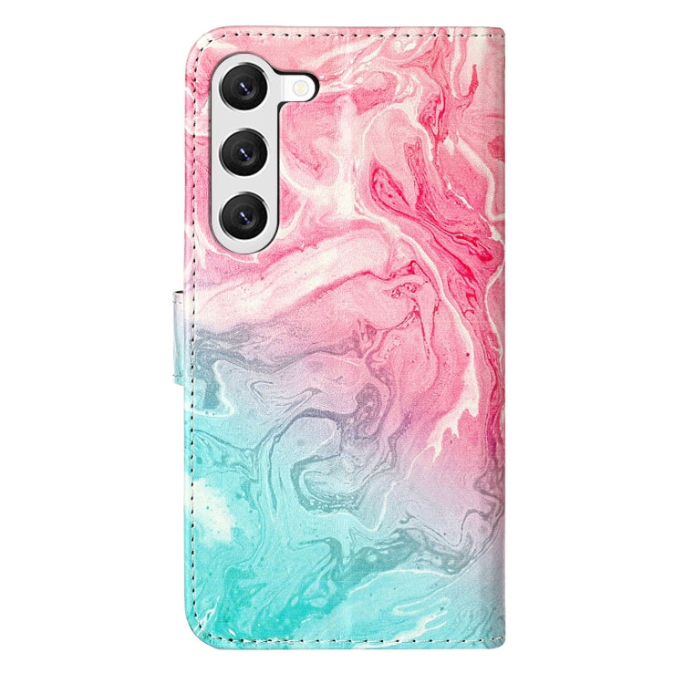 For Samsung Galaxy S25 5G Colored Drawing Marble Pattern Leather Phone Case(Pink Green Marble) - Galaxy S25 5G Cases by buy2fix | Online Shopping UK | buy2fix