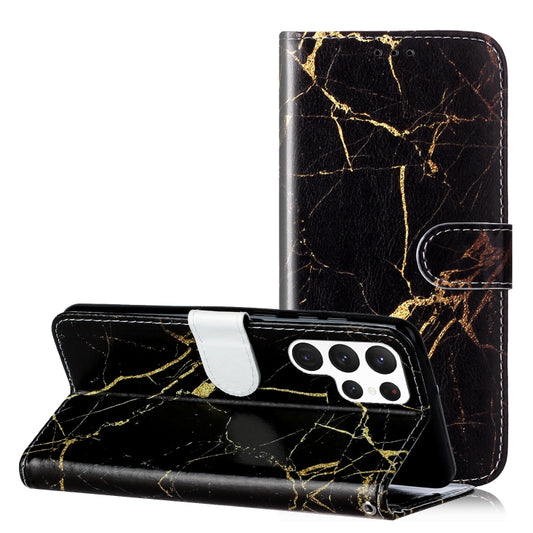 For Samsung Galaxy S25 Ultra 5G Colored Drawing Marble Pattern Leather Phone Case(Black Gold Marble) - Galaxy S25 Ultra 5G Cases by buy2fix | Online Shopping UK | buy2fix