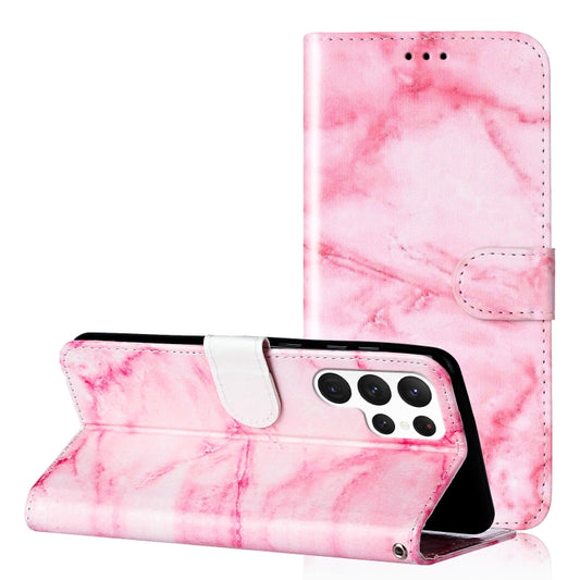 For Samsung Galaxy S25 Ultra 5G Colored Drawing Marble Pattern Leather Phone Case(Pink Marble) - Galaxy S25 Ultra 5G Cases by buy2fix | Online Shopping UK | buy2fix