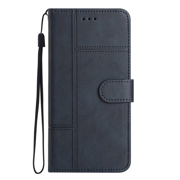 For Samsung Galaxy S25 5G Cowhide Texture Stitching Leather Phone Case(Dark Blue) - Galaxy S25 5G Cases by buy2fix | Online Shopping UK | buy2fix