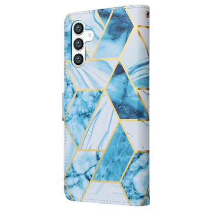 For Samsung Galaxy S25 5G Marble Bronzing Stitching Leather Phone Case(Blue) - Galaxy S25 5G Cases by buy2fix | Online Shopping UK | buy2fix