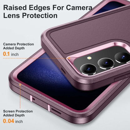 For Samsung Galaxy S24 / S25 5G Rugged PC Hybrid Silicone Phone Case with Holder(Purple+Pink) - Galaxy S25 5G Cases by buy2fix | Online Shopping UK | buy2fix