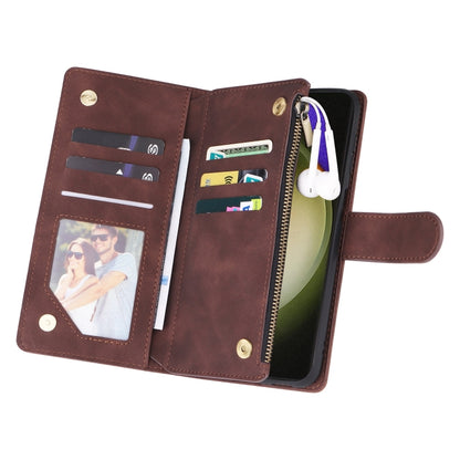 For Samsung Galaxy S25+ 5G Multifunctional Frosted Zipper Wallet Leather Phone Case(Coffee) - Galaxy S25+ 5G Cases by buy2fix | Online Shopping UK | buy2fix