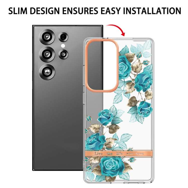 For Samsung Galaxy S25 Ultra 5G Flowers and Plants Series IMD TPU Phone Case(Blue Rose) - Galaxy S25 Ultra 5G Cases by buy2fix | Online Shopping UK | buy2fix