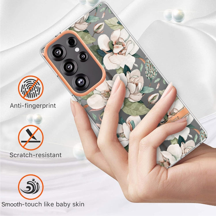 For Samsung Galaxy S25 Ultra 5G Flowers and Plants Series IMD TPU Phone Case(Green Gardenia) - Galaxy S25 Ultra 5G Cases by buy2fix | Online Shopping UK | buy2fix