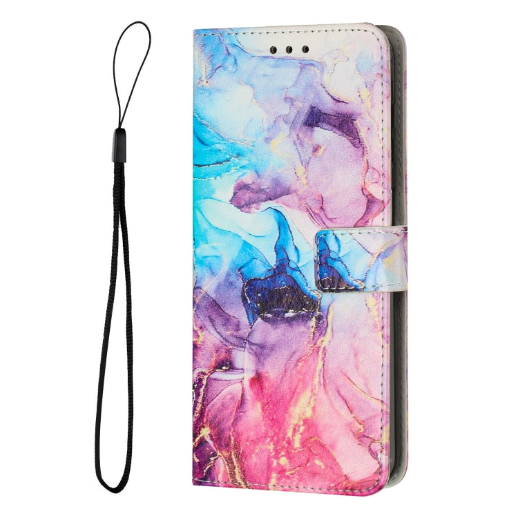 For Samsung Galaxy S25+ 5G Painted Marble Pattern Leather Phone Case(Pink Purple) - Galaxy S25+ 5G Cases by buy2fix | Online Shopping UK | buy2fix