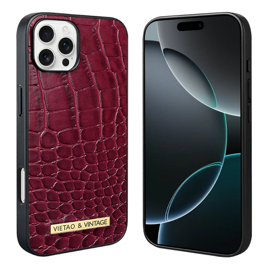 For iPhone 16 Pro Max VIETAO Alligator Texture PU Phone Case(Red) - iPhone 16 Pro Max Cases by VIETAO | Online Shopping UK | buy2fix