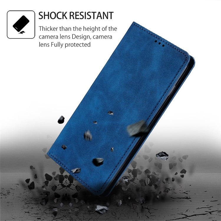 For Samsung Galaxy S25 5G Skin Feel Magnetic Leather Phone Case(Blue) - Galaxy S25 5G Cases by buy2fix | Online Shopping UK | buy2fix