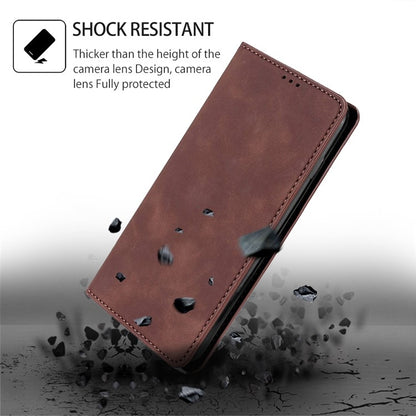 For Samsung Galaxy S25 Ultra 5G Skin Feel Magnetic Leather Phone Case(Dark Brown) - Galaxy S25 Ultra 5G Cases by buy2fix | Online Shopping UK | buy2fix