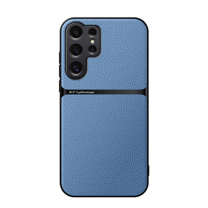 For Samsung Galaxy S25 Ultra 5G Litchi Leather Magnetic Full Coverage Shockproof Phone Case(Blue) - Galaxy S25 Ultra 5G Cases by buy2fix | Online Shopping UK | buy2fix