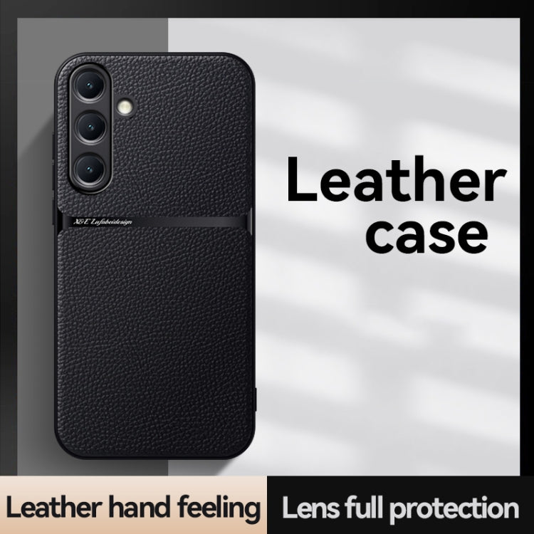 For Samsung Galaxy S25 5G Litchi Leather Magnetic Full Coverage Shockproof Phone Case(Navy Blue) - Galaxy S25 5G Cases by buy2fix | Online Shopping UK | buy2fix