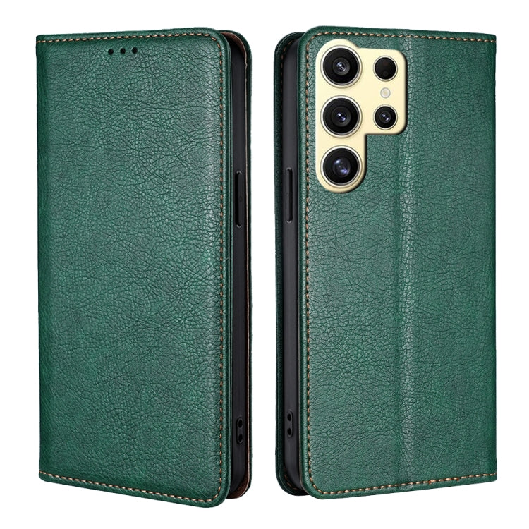 For Samsung Galaxy S25 Ultra 5G Gloss Oil Solid Color Magnetic Leather Phone Case(Green) - Galaxy S25 Ultra 5G Cases by buy2fix | Online Shopping UK | buy2fix