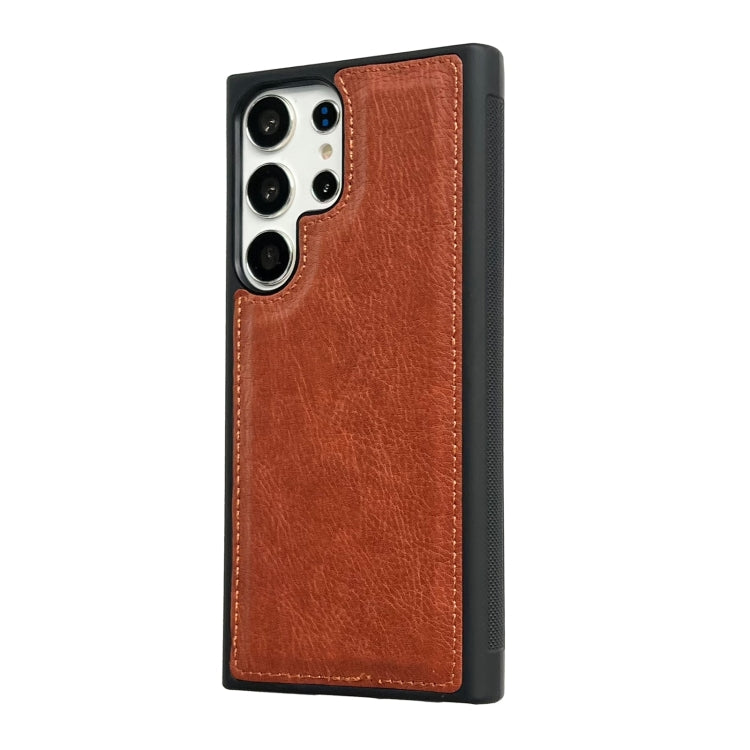 For Samsung Galaxy S25+ 5G Cowhide Texture Back Cover Phone Case(Brown) - Galaxy S25+ 5G Cases by buy2fix | Online Shopping UK | buy2fix