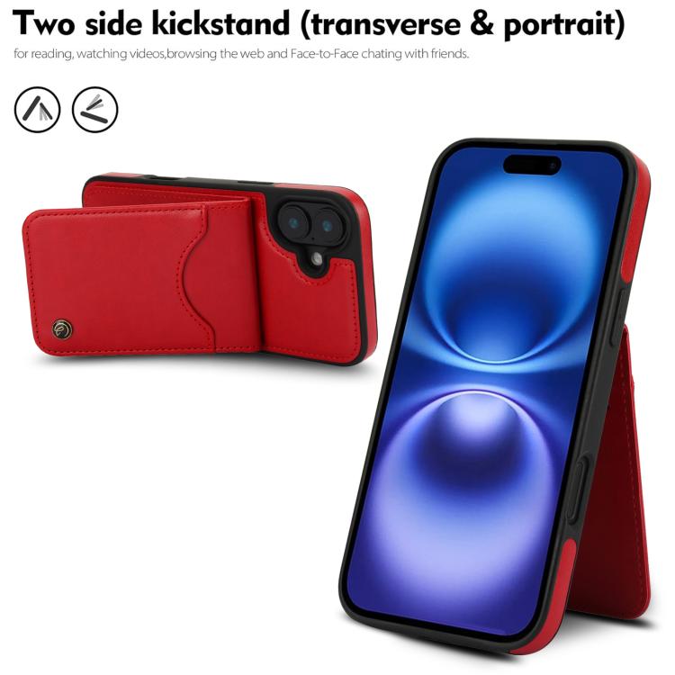 For iPhone 16 Plus AwQuer Vertical Flip Card Bag Holder Leather Phone Case(Red) - iPhone 16 Plus Cases by Awquer | Online Shopping UK | buy2fix