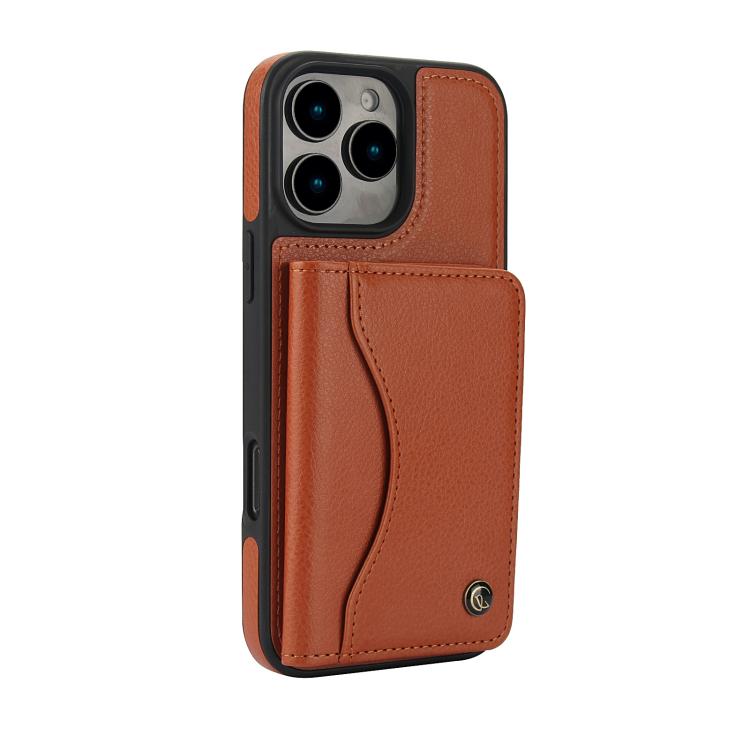 For iPhone 16 Pro Max AwQuer Horizontal Flip Card Bag Holder Leather Phone Case(Brown) - iPhone 16 Pro Max Cases by Awquer | Online Shopping UK | buy2fix