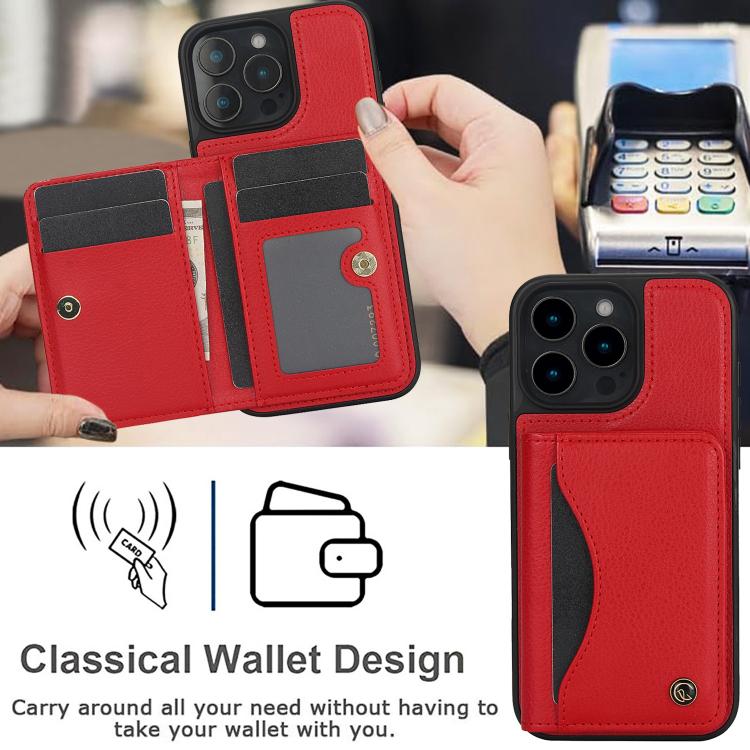 For iPhone 16 Pro Max AwQuer Horizontal Flip Card Bag Holder Leather Phone Case(Red) - iPhone 16 Pro Max Cases by Awquer | Online Shopping UK | buy2fix